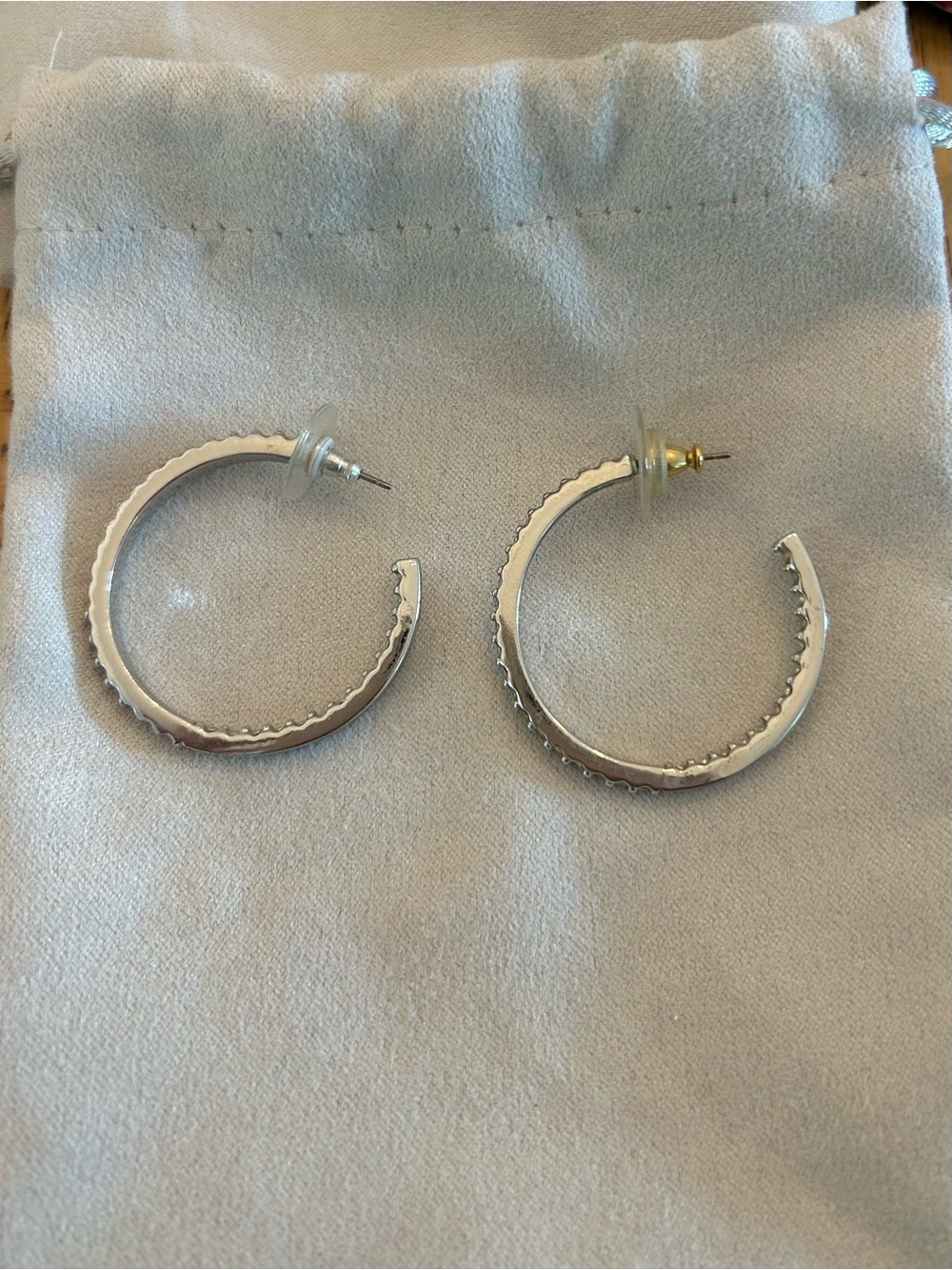 Silver Scalloped Edge Hoop Earrings - Women Jewelry